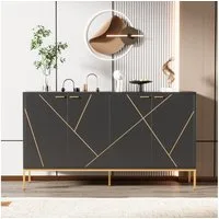 Flieks Sideboard mit 4 Türen (B150/T40/H80 cm, 1 St., Aufbewahrungsschrank für Wohnzimmer, Schlafzimmer, Esszimmer, Flur), Mehrzweckschrank mit verstellbare Einlegeböden, Breite 150 cm