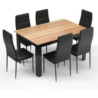Mondeer Essgruppe Esszimmergruppe (Set, 7-tlg), mit 6 Schwarz Stühlen