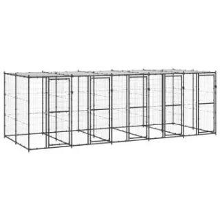 VidaXL Outdoor-Hundezwinger Stahl mit Dach schwarz 5,5 m, 2,2 m, 1,8 m
