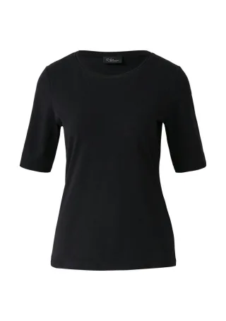 s.Oliver BLACK LABEL - T-Shirt aus Baumwollmix schwarz - Gr. - 34