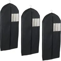 WENKO Kleidersack Modell Deep Black (Set, 3 St) Kleiderschutzhülle mit Reißverschluss & Sichtfenster, ideal auf Reisen