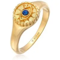 Elli Fingerring Siegelring Evil Eye Blue syn. Opal 925 Silber