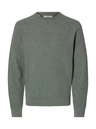 selected men - SLMROSS LS KNIT STRUCTURE CREW NECK NOOS Balsam Green - Gr. - XL