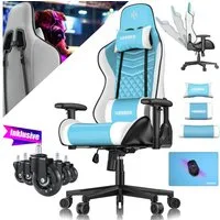 KESSER Gaming Chair, Ergonomisch Gamingstuhl 150kg belastbar Bürostuhl Lenden- & Kopfkissen