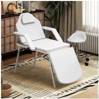 HOMCOM Massageliege Tragbarer Massagetisch (Massagebett, 1-St., Klappbare Bank), abnehmbare Kopfstütze, Armlehnen, verstellbare Rückenlehne, Weiß