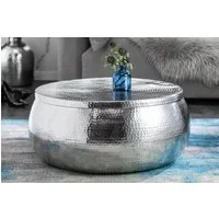 riess-ambiente Couchtisch ORIENT STORAGE Ø70cm silber (Einzelartikel, 1-St), Wohnzimmer · Metall · rund · mit Stauraum · Hammerschlag · handmade