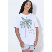 Angel of Style T-Shirt T-Shirt Boxy Fit Pailletten Palmen-Motiv