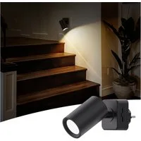LOHAS-LED Nachtlicht Drehbare Steckdosenleuchte, 1W, 2700K, dimmbar, LED fest integriert, warmweiß, mit Lichtsensor, schwarz, DE‑Stecker