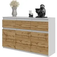 Furnica Kommode NOAH 3 Schubladen und 3 Türen - Weiß Matt H75cm B120cm T35cm