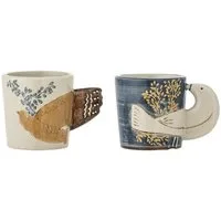 Bloomingville Espressotasse Hezha Espressotasse 2er Set blau, Steingut