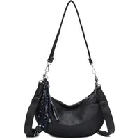 ITALYSHOP24 Schultertasche Damen Tasche Crossbody MOON Hobo Bag CrossOver Umhängetasche Body Bag, Halbmond Tragekomfort Brust Shopper Rücken Slingtasche Leder Optik