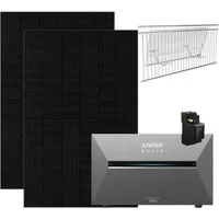 Anker Balkonkraftwerk Solix 910W Photovoltaikanlage Komplettset mit Solarbank E2700 3 Pro, 800 W, (Set, 2 Solarmodule mit Anker solarbank 3 Pro und Smart meter / Montageset), integriertem Wechselrichter, Wifi, Bluetooth, IP65, Halterung optional