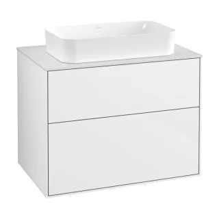 Villeroy und Boch Finion Waschtischunterschrank F63100GF 80x60,3x50,1mm, Glass White Matt, Glossy white lacquer