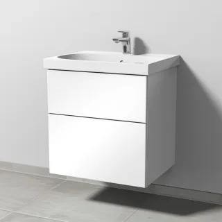 Sanipa 3way Waschtischunterbau zu Geberit Acanto Waschtisch mit 2 Auszügen, Weiß-Glanz SF41578