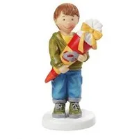 HobbyFun Dekofigur Tortenfigur Einschulung: Tischdeko, Schulmädchen / Junge ca. 8,5 cm (1 St), Kunststein, ca. 85 mm / Geschenkartikel, Tischdeko