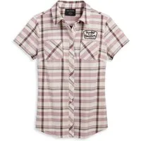 HARLEY-DAVIDSON Kurzarmhemd Damen Biker Shift Gears Plaid Shirt Motorrad Karierte Freizeithemd