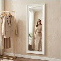 LebensWohnArt Wandspiegel Eleganter Spiegel COPIA Pur-Weiß 140x50cm Holzrahmen