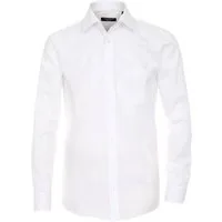 CASAMODA Langarmhemd Festliches Hochzeitshemd Herren Hemd Langarm Kentkragen Uni Umschlagmanschette comfort fit, weiß HL1, 41
