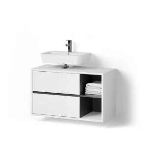Livinity® Waschbeckenunterschrank, Weiß, Holzwerkstoff, 5 Fächer, 2 Schubladen, 100x60x45.5 cm, Badezimmer, Badezimmerschränke, Waschbeckenunterschränke