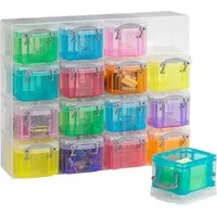 REALLYUSEFULBOX Aufbewahrungsbox 16 Aufbewahrungsboxen 0,14l - transparent/bunt