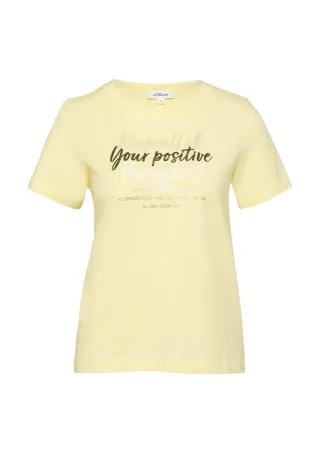 s.Oliver Red Label - T-Shirt mit Frontprint und Rundhalsausschnitt gelb - Gr. - 34