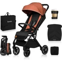 lionelo Kinder-Buggy CLOOE, (Set mit Moskitonetz, Becherhalter, Fußabdeckung und Tragegurt für die Schulter), Auto-Folding/PU-Räder/XXL-Verdeck/Tragegurt/8,2 kg