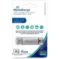 Mediarange Mediarange USB Stick 128GB Speicherstick Combo silber Typ C USB 3.0 USB-Stick