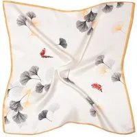 MayTree Seidentuch Seidentuch quadratisch 53x53 Gingko und Schmetterlinge, (Stück), 100% Seide