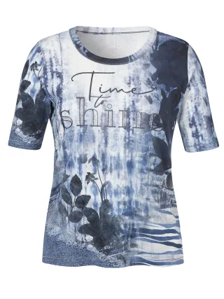 VIA APPIA DUE - T-Shirt Rundhals 1/2 Arm Druck Motiv indigo multicolor - Gr. - 52