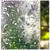 Diwzbyn Fensterfolie Blickdicht Selbsthaftende, Regenbogen Statisch No-Glue, Bunt Tulpe, Sichtschutzfolie, Anti-UV Sonnenschutzfolie für Wohnzimmer