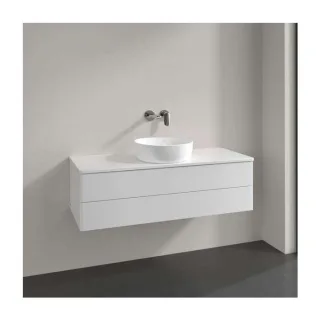 Villeroy und Boch Antao Waschtisch-Unterschrank K21050GF 120x36x50cm, Hahnloch, Waschbeckenplattenfarbe Lack, glossy white lacquer