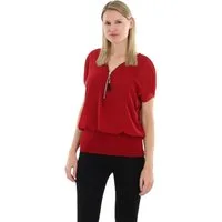 malito more than fashion Chiffonbluse malito Damen kurzarm Bluse im Fledermaus Look, Tunika mit Zipper, Kurzarm Bluse