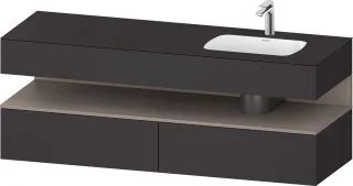 Duravit Qatego Einbauwaschtisch mit Konsolenwaschtischunterbau Graphit Supermatt 1600x550x600 mm - Q QA4796043800000