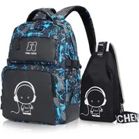 TAN.TOMI Schulrucksack Rucksack Jungen Schulrucksack Mädchen Teenager Jugendliche Daypacks, Kinder Reflektierender Schultasche Outdoor Camping Groß Schulranzen