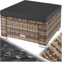 tectake Rattanstuhl Polyrattan Hocker widerstandsfähig UV-beständig Outdoor 53x53x26 cm (Set, 1 St), Robuste Konstruktion