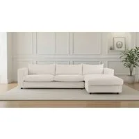 LeGer Home by Lena Gercke Ecksofa Avelina, Breite 297 cm, in Cord- und Chenille- Stoff, Rückenkissen mit Federn