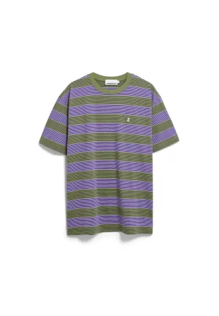 Armedangels - MAARKOS MULTI STRIPES T-SHIRT pungent purple-fatigue green - Gr. - M