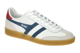 Gola CMB744WE Viper Leather Herren Sneaker Wei?/Blau/Rot Gumsohle