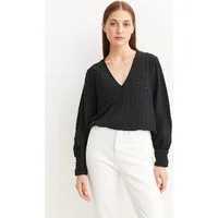 Vero Moda Langarmshirt VMBECCA LS V-NECK LACE TOP JRS NOOS