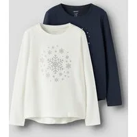 Name It Langarmshirt NKFVIPARTY 2P LS TOP (Packung, 2-tlg) Baumwollmischung, regular fit