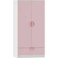 en.casa Kinderkleiderschrank »Sandnes« mit Schublade 123x60x40 cm Rosa/Weiß