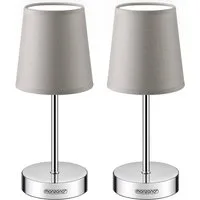 monzana Tischleuchte Lumiere, Taupe 2er Set, 2er Set 32 cm Stoffschirm E14 Chrom Metall Wohnzimmer Büro