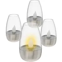 Spetebo Außen-Tischleuchte Mini Solar LED Tisch Lampe 10 x 6 cm - 4er Set, Tischlampe, LED fest integriert, warmweiß, Garten Balkon Deko Beleuchtung
