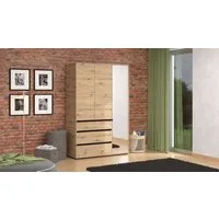 Home affaire Kleiderschrank Corbett, grifflose Optik, FSC-zertifziert, Made in Europe (138 oder 182,5cm breit, 211cm hoch und 54,5cm tief) mit Spiegel, 3 Schubladen und Innenausstattung