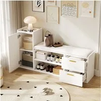 STILVORA Schuhschrank mit Schubladen,Schuhregal Aufwahrungsschrank Hochglanz mit Sitzbank (Schuhregal, 1-St., 2 Schubladen, 1 Schrank) Sitzbänke mit gepolsterter und Stauraum