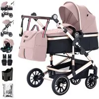 Daliya® Kombi-Kinderwagen NEOMOVE 3in1 Kinderwagen mit i-Size Babyschale & Buggy, (Reise-Set, 10-tlg), Kinderwagen mit i-Size Babyschale, Alu-Rahmen, Großer Einkaufskorb