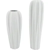 formano Bodenvase BASIC, Höhe: 58cm, Farbe: Weiß, Motiv: Relief