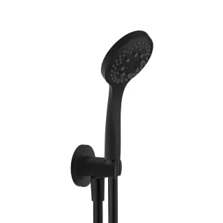 Herzbach deep black Wannen-Set rund Brauseanschlussbogen hb 100 multi bs 150 sz, Schwarz matt, 23.62 23.620225.2.12