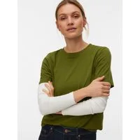Vero Moda Kurzarmshirt VMPAULINA SS T-SHIRT GA JRS NOOS Baumwolle, regular fit
