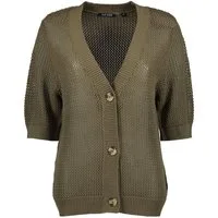 Blue Seven Strickjacke 147197 Damen Strickjacke mit Loch-Muster & 3/4-Arm - Cardigan mit Knopfleiste
